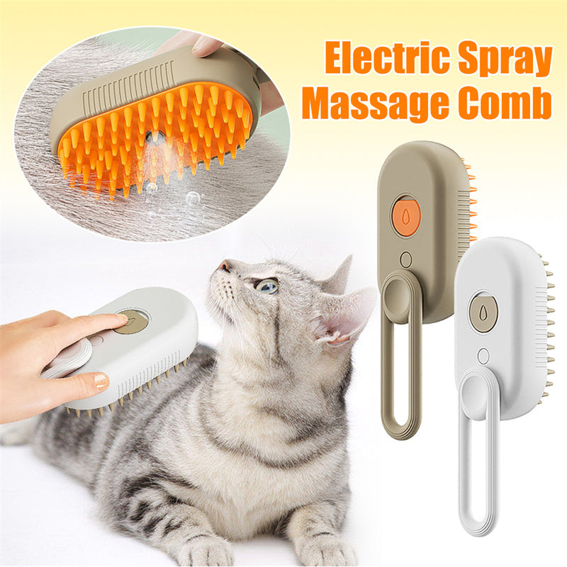 Electric Pet Brush With Steamer For Grooming, Massage, And Hair Removal