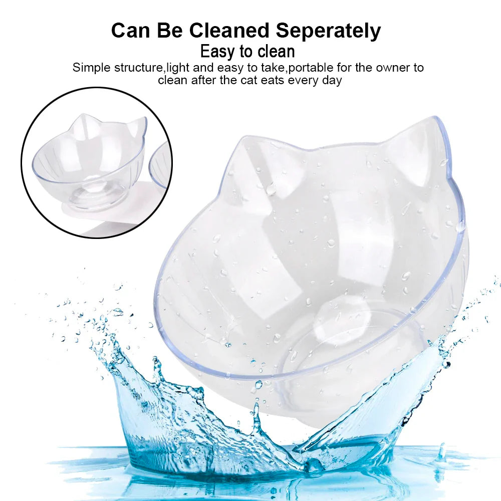 Durable Double Cat Bowls with Raised Stand – Non-Slip, Cervical Protection Feeder