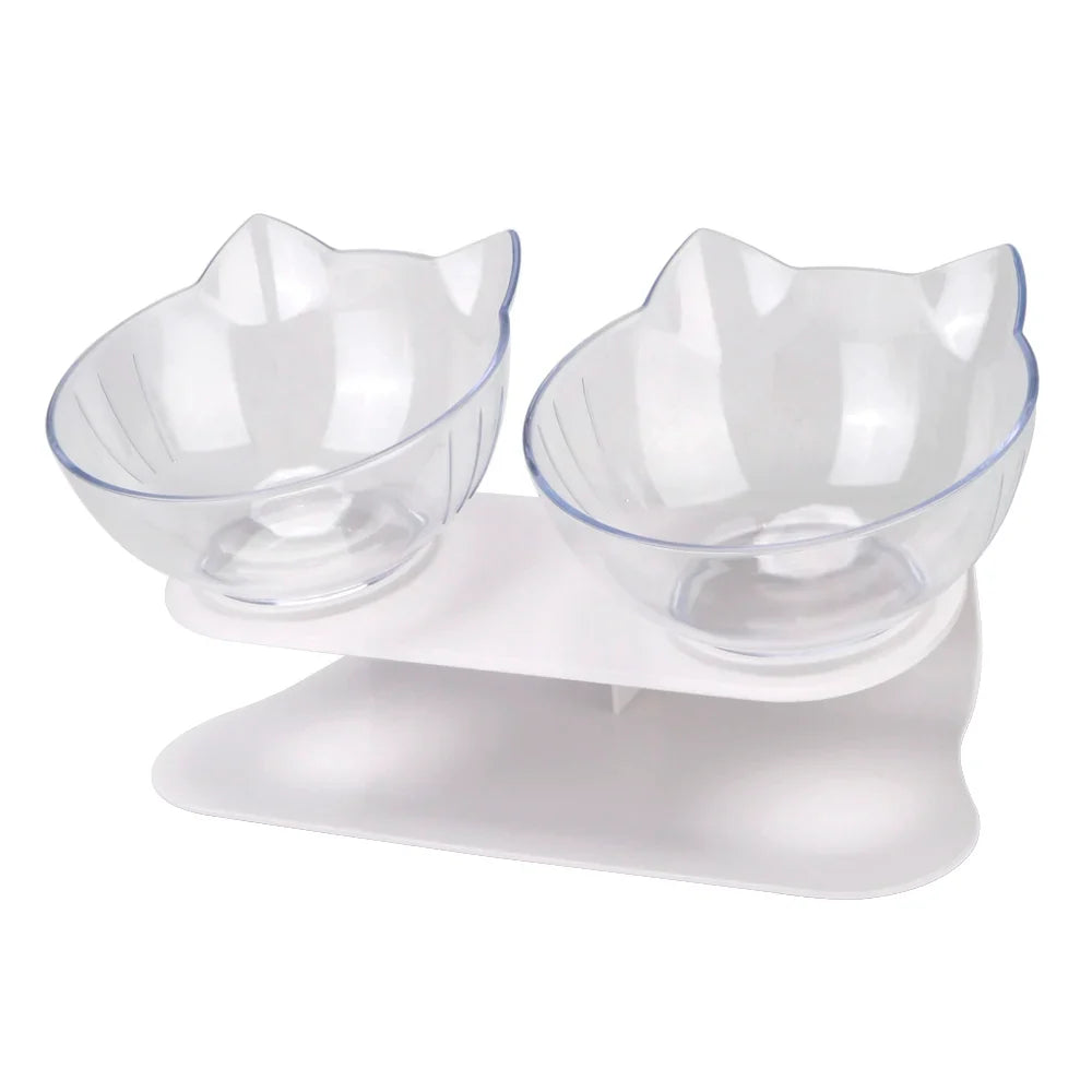 Durable Double Cat Bowls with Raised Stand – Non-Slip, Cervical Protection Feeder