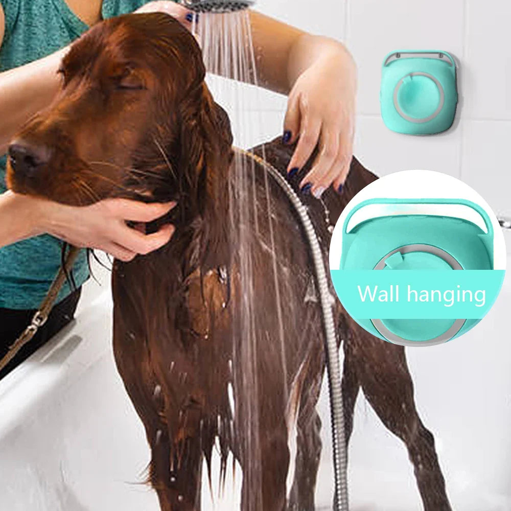 Soft Silicone Grooming Brush and Shampoo holder for Dogs – Bathing and Massage