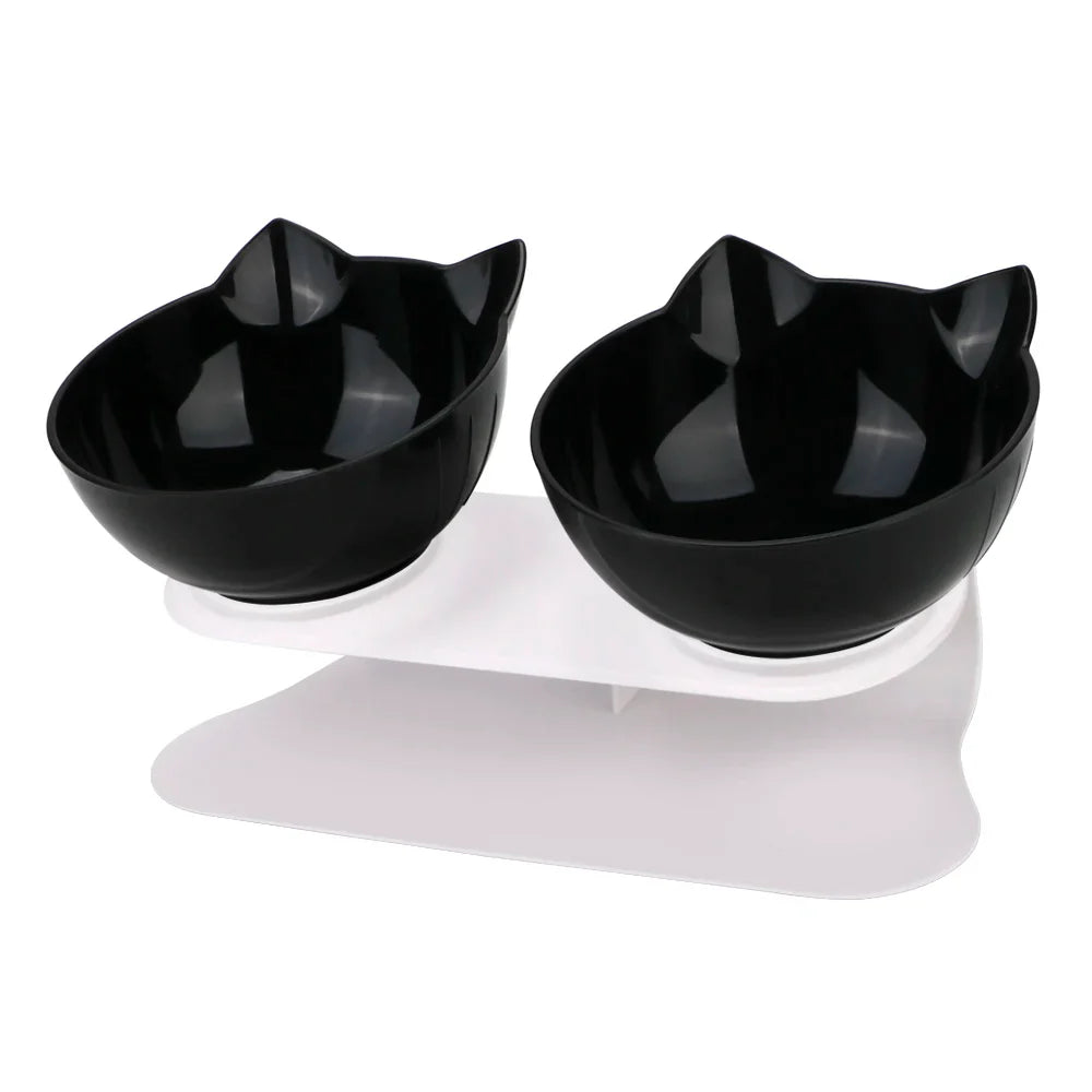 Durable Double Cat Bowls with Raised Stand – Non-Slip, Cervical Protection Feeder