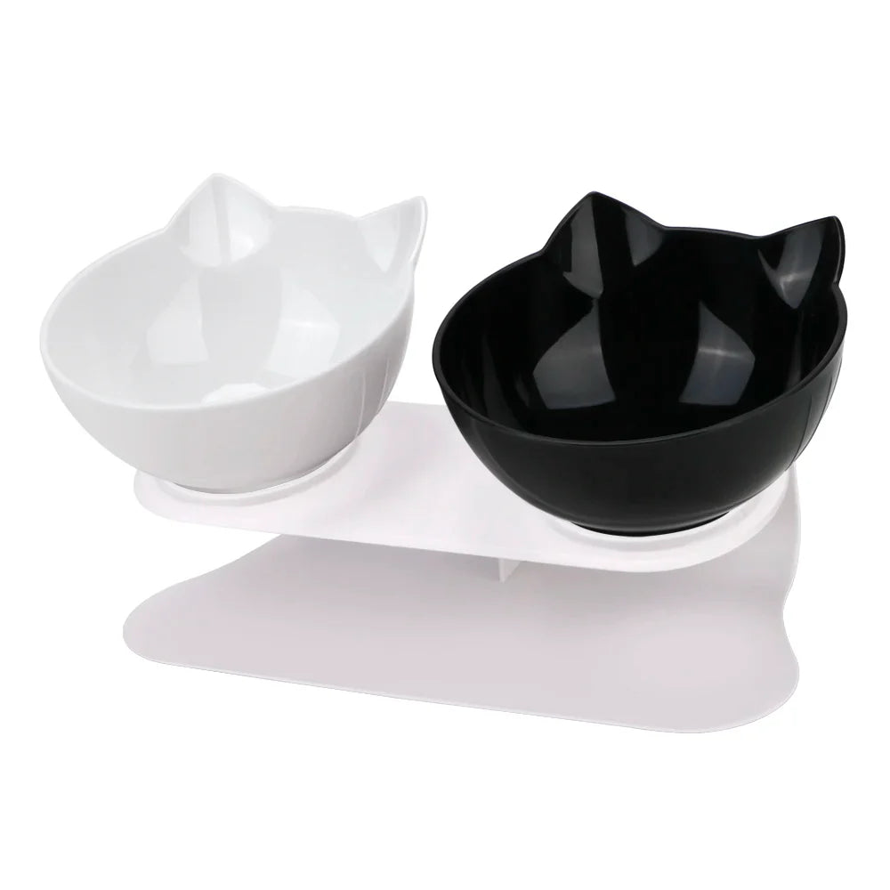 Durable Double Cat Bowls with Raised Stand – Non-Slip, Cervical Protection Feeder