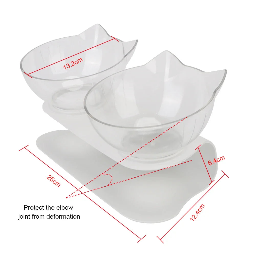 Durable Double Cat Bowls with Raised Stand – Non-Slip, Cervical Protection Feeder