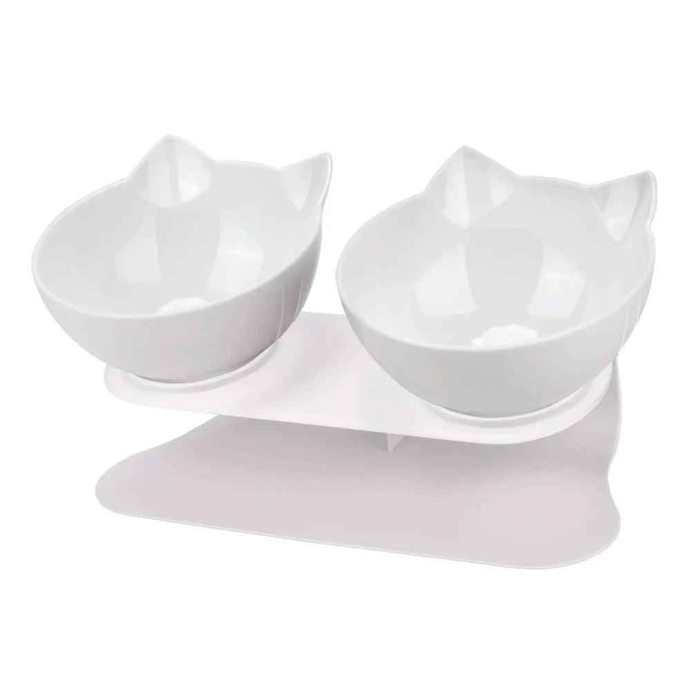 Durable Double Cat Bowls with Raised Stand – Non-Slip, Cervical Protection Feeder