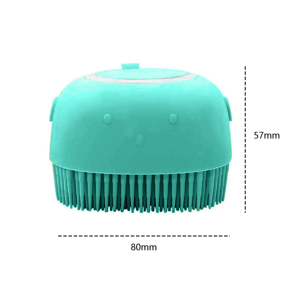 Soft Silicone Grooming Brush and Shampoo holder for Dogs – Bathing and Massage