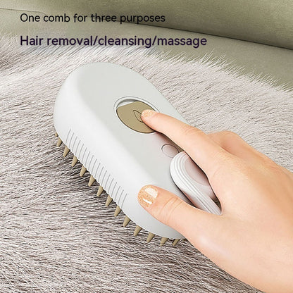 Electric Pet Brush With Steamer For Grooming, Massage, And Hair Removal